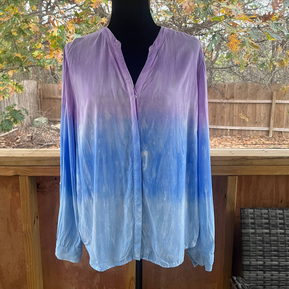 FDJ French Dressing Jeans Women's Wild Pansy Tie Dye Blouse Size 12 - Picture 4 of 12